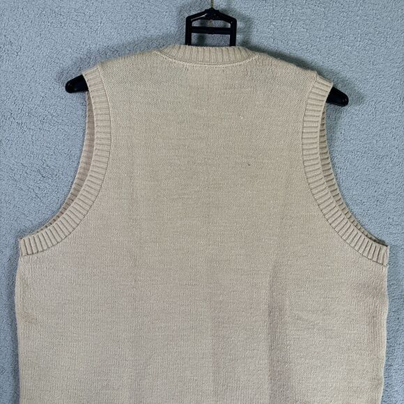 Vintage Sears Kings Road Sweater Vest Cable‎ Knit Tan Size Large Acrylic - Picture 9 of 11